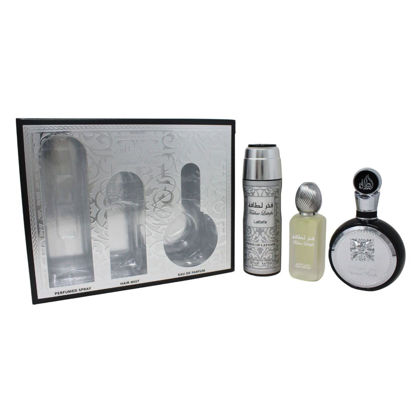 Picture of Lattafa Fakhar for Men 3 Piece Set (3.4 Oz Eau de Parfum Spray + 1.7 Oz Hair Mist + 6.7 Oz Deodorant Spray)