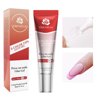 Picture of UNA GELLA Gel x Nail Glue for Press On Nail Tips, Adhesive Super Bond Solid U V Nail Glue Gel Long Lasting for Acrylic Fake Nails Extension - 20ml Strong Soft Glue for Nails Curing Light Needed