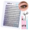 Picture of Natural Lash Clusters Kit Wispy Lash Extension Kit Cluster Eyelash Extension C Curl Cluster Lashes Kit DIY Eyelash Extension Kit Natural Eyelash Clusters with Lash Bond and Seal by Newcally