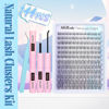Picture of Natural Lash Clusters Kit Wispy Lash Extension Kit Cluster Eyelash Extension C Curl Cluster Lashes Kit DIY Eyelash Extension Kit Natural Eyelash Clusters with Lash Bond and Seal by Newcally