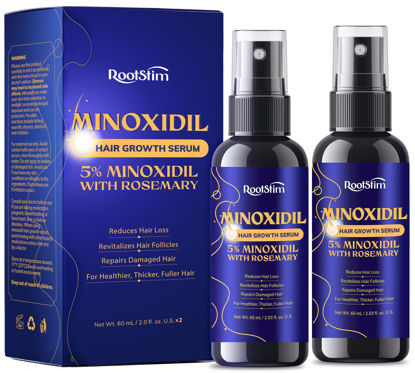 Picture of 5% Minoxidil Hair Growth for Women and Men: 2-Pack Extra Strength Minoxidil Hair Loss Treatment Serum with Rosemary for Faster Stronger Thicker Hair Growth - 60ML Each