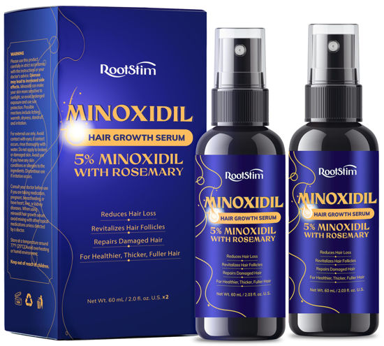 Picture of 5% Minoxidil Hair Growth for Women and Men: 2-Pack Extra Strength Minoxidil Hair Loss Treatment Serum with Rosemary for Faster Stronger Thicker Hair Growth - 60ML Each