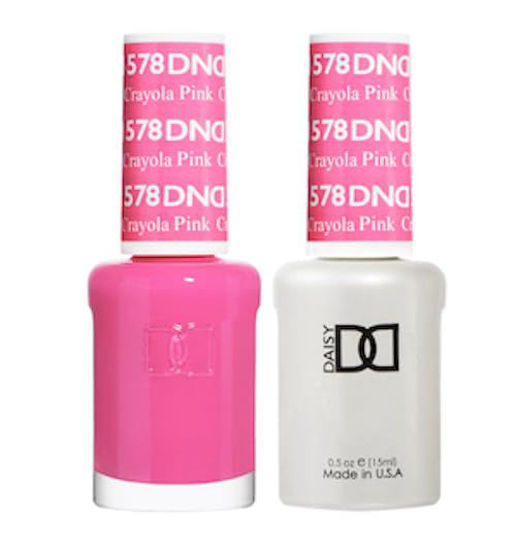 Picture of DND Gel Polish Set, Pink Collection, UV/LED Gel Polish and Air Dry Nail Lacquer, Matching Chip-Free Polish Duo, 578 Crayola Pink, 0.5 Fl Oz