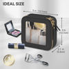 Picture of Prite Mini Clear Makeup Bag for Purse Cute Small Travel Cosmetic Bag for Women Waterproof Toiletry Bag Leather Makeup Pouch with Gold Zipper(Black)
