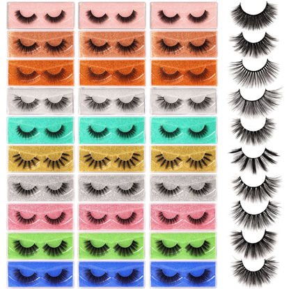 Picture of False Eyelashes 30 Pairs Natural 3D Faux Mink Lashes Pack Handmade Eye Lashes Wholesale 10 Styles
