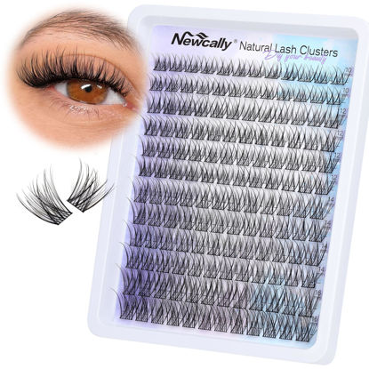 Picture of Natural Lash Clusters Wispy Eyelash Clusters C Curl DIY Lash Extension 10-16MM Cluster Eyelash Extension Individual Lashes Thin Lash Band by Newcally