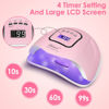 Picture of UV Gel Nail Lamp,150W UV Nail Dryer LED Light for Gel Polish-4 Timers Professional Nail Art Accessories,Curing Gel Toe Nails (Pink)