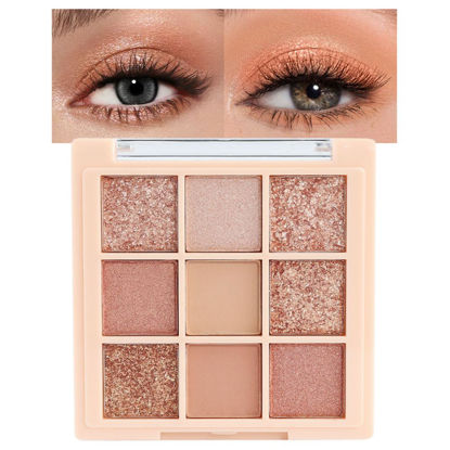 Picture of CAKAILA 9Colors Champagne Rose Gold Eye Shadow Palette Makeup,Highly Pigmented Shimmer Pink Eyeshadow Palette Nude Glitter Sparkly Eye Shadows Long Lasting Waterproof Blendable Naturing-Looking