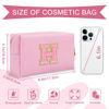 Picture of Personalized Initial A-Z Preppy Patch Makeup Bag,Small PU Leather Chenille Letter Cosmetic Bag with Zipper for Teen Girls,Pink Cute Travel Toiletry Bag,Birthday Monogrammed Gift for Daughter,Letter H