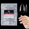 Picture of UNA GELLA Short Almond Nail Tips Pre-shape Short Almond Gel x Nail Tips 216pcs Short Almond Press on Nails 12 Sizes Soft Gel Acrylic Clear Fake Full Cover Nail Tips for Nails Extension Home DIY Salon