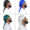 Picture of 4PCS Silky Durags for Men Women 360 Waves with 1 Wave Cap, Silky Satin Durag Extra Long Tails