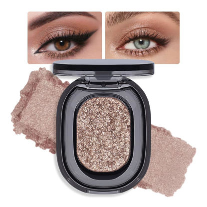 Picture of Eye shadow low saturation delicate long-lasting eye shadow palette, Monochrome Glittler Eyeshadow, pressed glitter eyeshadow, Glittle Pressed Powder Single Vegan Eyeshadow, (03 Glittle Gold)