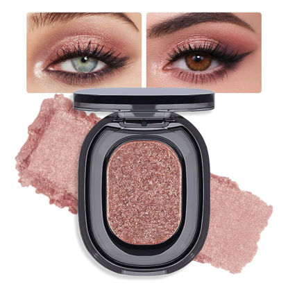 Picture of Eye shadow low saturation delicate long-lasting eye shadow palette, Monochrome Glittler Eyeshadow, pressed glitter eyeshadow, Glittle Pressed Powder Single Vegan Eyeshadow, (02 Glittle Brown)