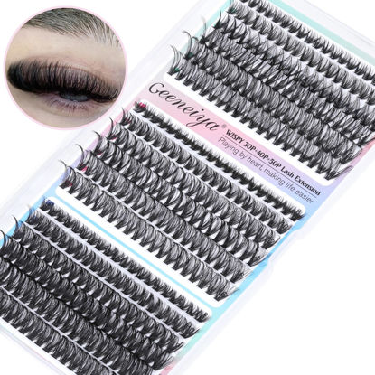 Picture of Natural Lash Clusters 8-16MM Wispy Lash Extensions 30D+40D+50D Cluster Eyelash Extensions 360Pcs Wispy Individual Eyelashes by Geeneiya