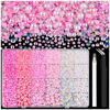 Picture of 9000PCS Flatback Pearls and Rhinestones for Crafting, Pink White Mixed Size 3-8mm Resin Rhinestones and Half Pearls for Bedazzling, Nail Art and Decoration with Tweezer and Pickup Pencil