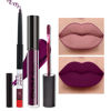 Picture of evpct 2Pcs Purple Plum Matte 24-hour Liquid Lipstick and Lip Liner Pencil Makeup Set Women DNM Dark Red Bright Berry Liquid Lipstick Matte Lip Tint 24H and with Lip Liner Set Waterproof Long Lasting 1