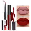 Picture of evpct 2Pcs Dark Red Maroon Matte Lipstick and Lip Liner Makeup Set for Women DNM Dark Blood Red Liquid Matte Brown Lipstick Lip Liner Stain Long Lasting Waterproof Permanent Lipstick 24 hours 15#