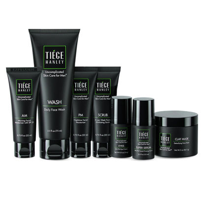 Picture of Tiege Hanley Mens Skin Care Set, Revitalization Skin Care Routine for Men (System Level 4) - Men's Skincare Set for Fine Lines Includes Face Wash, Scrub, Moisturizer, Eye Cream, Face Serum, Clay Mask