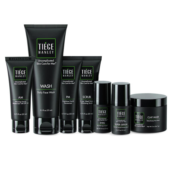 Picture of Tiege Hanley Mens Skin Care Set, Revitalization Skin Care Routine for Men (System Level 4) - Men's Skincare Set for Fine Lines Includes Face Wash, Scrub, Moisturizer, Eye Cream, Face Serum, Clay Mask
