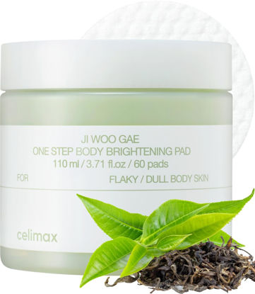 Picture of celimax Ji.Woo.Gae ONE STEP Body Brightening Pad | Exfoliating Pad for Body, For Armpit Under Arm, Knee & Elbow, with Green Tea & White Truffle,110ml (60 pads)