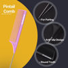 Picture of Goodofferplace 3 PCS Rat Tail Combs Parting Rattail Combs Teasing Fine Tooth Comb with Metal Pick for Curly Hair,Detangling Combs for Women,Parting Combs for Braiding,Styling Hair(Purple)