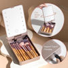 Picture of BS-MALL Travel Makeup Brush Set Foundation Powder Concealers Eye Shadows Makeup Set with LED light Mirror 14 Pcs (B-Bamboo)