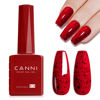 Picture of CANNI Red Glitter Gel Nail Polish, 1Pcs Red Gel Polish Wine Red Color Nail Polish Gel High Gloss Soak Off U V Gel Nail French Nail Manicure Salon DIY