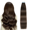 Picture of SUYYA Tape in Hair Extensions Human Hair Darkest Brown 30 Inch 60g/pack 20pcs Straight Seamless Skin Weft Tape in Real Human Hair Extensions (30 inch #2 Darkest Brown