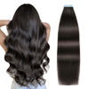 Picture of SUYYA Tape in Hair Extensions Human Hair Natural Black 30 Inch 60g/pack 20pcs Straight Seamless Skin Weft Tape in Real Human Hair Extensions (30 inch #1B Off Black)