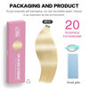 Picture of SUYYA Tape in Hair Extensions Bleach Blonde 100% Real Human Hair 24 inches 20pcs 50g/pack Straight Seamless Skin Weft Tape in Hair Extensions Human Hair Bleach Blonde(24 inches #613 Bleach Blonde)