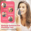 Picture of Natwag Makeup Remover Cloth, 6" x 6" Make Up Towels Reusable Face Cloth for Washing Face, Makeup Remover Pads Microfiber Face Washcloth with Mesh Bag, Just Water, 12 Pack, Cool Grey