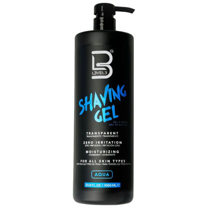 Picture of Level 3 Shaving Gel - Straight Razor Shave Gel - Non-Irritating - Refreshing Smell L3 - No Hot Towel Necessary - Level Three Razor Gel (Aqua - Large)