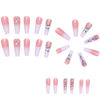 Picture of 24Pcs Extra Long Press on Nails Fake Nails WAFOLOZE Nails Press ons, False Nails with Rhinestones Designs French Tip Acrylic Artificial Nails Glossy Stick on Nails for Women