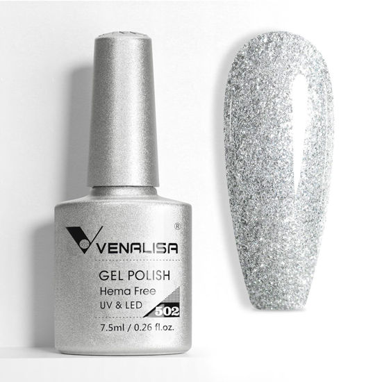 Picture of VENALISA Silver Gel Nail Polish 1 Pcs Silver Glitter Color Gel Polish Soak Off UV Gel DIY at Home Manicure Salon Nail Art For Girls Women
