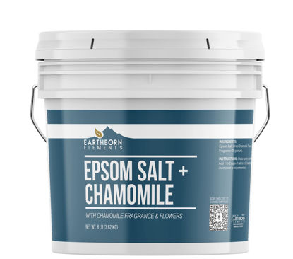Picture of Earthborn Elements Chamomile Epsom Salt 8 lb, Oen Gallon Bucket, Pure & Undiluted, Soaking Salt with Fragrance & Dried Flowers