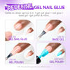 Picture of Gelike EC Nude-Colored Gel Nail Glue - 6 in 1 Sheer Apricot Nail Glue for Clear Acrylic Nails,Long Lasting Extension Gel Adhesive UV Nail Glue for Clear Press On Nail Tips,UV Cure Required