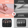 Picture of Mocado Travel Makeup Bag with LED Lighted Mirror, Travel Makeup Organizer, Makeup Case with 8 Makeup Brushes and 10x Magnifying Mirror, 3 Color Lighting, Adjustable Divider Makeup Box(Pink Lozenge)