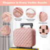 Picture of Mocado Travel Makeup Bag with LED Lighted Mirror, Travel Makeup Organizer, Makeup Case with 8 Makeup Brushes and 10x Magnifying Mirror, 3 Color Lighting, Adjustable Divider Makeup Box(Pink Lozenge)