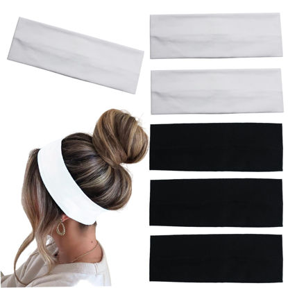 Picture of MLMOMVME 6 Pcs Black White Headbands for Women Hair Cotton Headband Non-slip Stretchy Elastic Head Wrap Holder Hair Accessories
