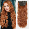 Picture of Copper Red Curly Clip In Hair Extensions for Women Synthetic Clip in Long Wavy Extension 20 Inch Double Weft 4PCS Hairpieces Full Head for Women Costume Party Valentine's Day