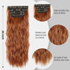 Picture of Copper Red Curly Clip In Hair Extensions for Women Synthetic Clip in Long Wavy Extension 20 Inch Double Weft 4PCS Hairpieces Full Head for Women Costume Party Valentine's Day