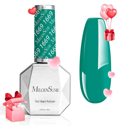 Picture of MelodySusie Green Gel Nail Polish,0.5fl oz Soak Off UV LED Turquoise Green Gel Polish Gift for Women Nail Art Manicure Salon DIY Nail Design Decoration at Home-1669