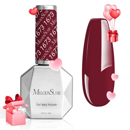 Picture of MelodySusie Thick Red Gel Nail Polish,0.5fl oz Burgundy Red Gel Polish Autumn Winter Color 1673, Soak Off UV LED Nail Lamp Dark Red Gel Polish Gift for Women Manicure Salon DIY At Home 0.5 Fl Oz