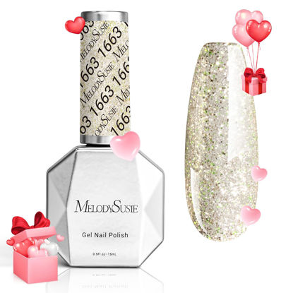 Picture of MelodySusie Sliver Glitter Gel Nail Polish,0.5 Fl Oz Soak Off UV LED Shiny Diamond Glitter Gel Polish Gift for Women Nail Art Manicure Salon DIY Nail Design Decoration at Home-1663