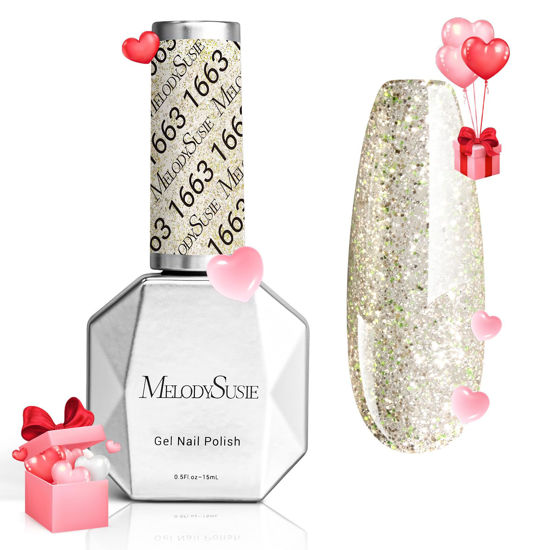 Picture of MelodySusie Sliver Glitter Gel Nail Polish,0.5 Fl Oz Soak Off UV LED Shiny Diamond Glitter Gel Polish Gift for Women Nail Art Manicure Salon DIY Nail Design Decoration at Home-1663