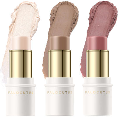 Picture of FALOCUTUS 3 Pcs Contour Stick Set,Cream Blush & Highlighter Bronzer Pen,Long Lasting & Smooth Natural Face Contouring.LIGHT-WARM