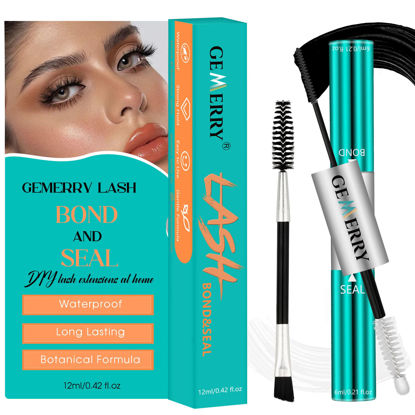 Picture of GEMERRY Lash Bond and Seal 12ml Bond and Seal Lash Glue for Lash Clusters Lash Glue Strong Hold for 72-96 Hours Lash Cluster Glue Mascara Eyelash Glue for Self Use at Home