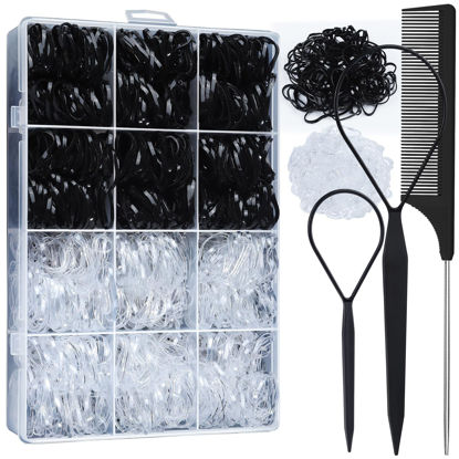 Picture of YGDZ Elastic Hair Ties, 1500 PCS Clear Rubber Bands for Hair, Black Hair Ties, Mini Hair Elastics Bands, Small Ponytail Holders, Hair Accessories for Girl, Toddler, Baby, Kids, Women