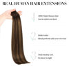 Picture of DOORES 20pcs 50g Human Hair Extensions Tape in Remy Balayage Dark Brown to Chestnut Brown Natural Hair Extensions Tape in Hair Extensions Seamless Straight Real Hair Extensions 14 Inch