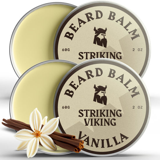 Picture of Striking Viking Beard Balm and Conditioner for Men - Leave-In Softener and Styling with Jojoba Beard Oil, Vanilla Scent, 2 Ounce (Pack of 2)